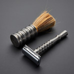 Damascus Steel Razor + Brush