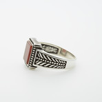 Red Agate Square Stone Ring (9)