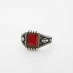 Red Agate Anchor Design Ring (11)