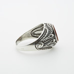 Red Agate Leaf Side Design Ring (11)