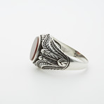 Red Agate Leaf Side Design Ring (11)