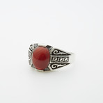 Pattern Side Red Agate Stone Eye Ring (12)