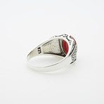 Pattern Side Red Agate Stone Eye Ring (12)