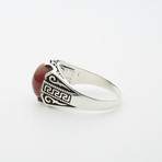 Pattern Side Red Agate Stone Eye Ring (12)