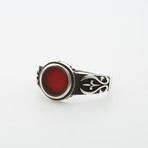 Red Agate Round Stone Ring (8.5)