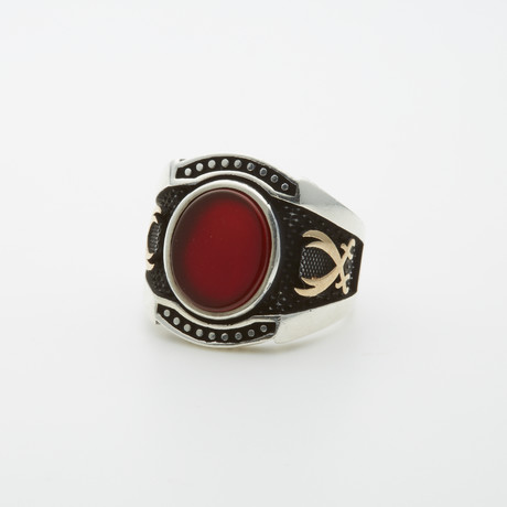 Red Agate Sword Motif Ring (8)