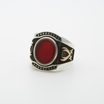 Red Agate Sword Motif Ring (8.5)