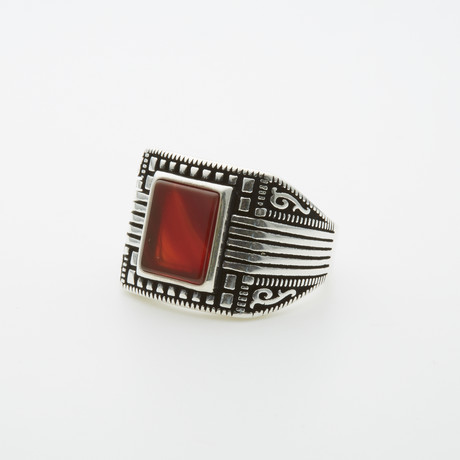 Marcasite Red Agate Ring (8)