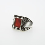 Marcasite Red Agate Ring (11.5)