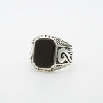 Pattern Side Onyx Ring (10.5)