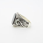 Pattern Side Onyx Ring (10.5)