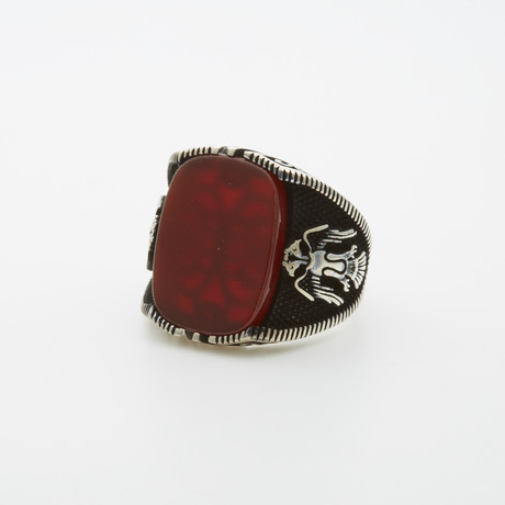 Red Agate Eagle Motif Ring (8)