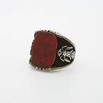 Red Agate Eagle Motif Ring (11.5)