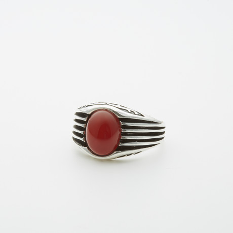 Red Agate Stone Stripe Side Ring (8)