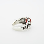 Red Agate Stone Stripe Side Ring (12)