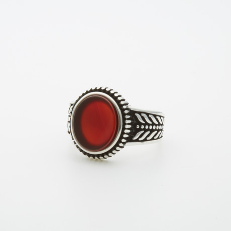 Red Agate Unique Design Ring (8.5)