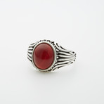 Red Agate Stone Eye Ring (10.5)