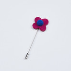 Flower Lapel Pin // Fuchsia & Blue