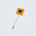 Flower Lapel Pin // Yellow & Blue