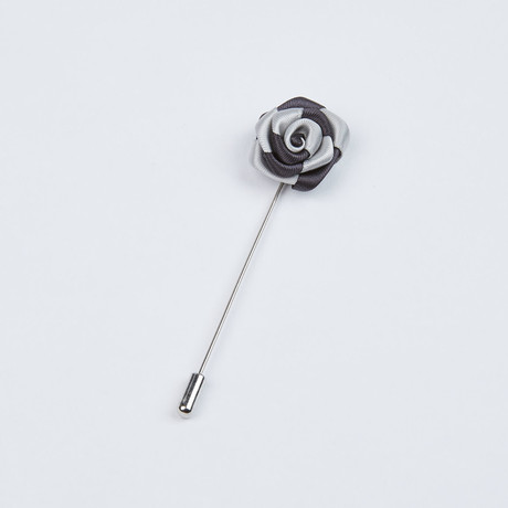 Rose Lapel Pin // Charcoal & Grey