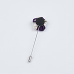 Rose Lapel Pin // Purple & Ivory