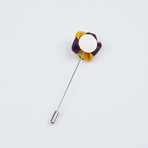 Rose Lapel Pin // Yellow & Purple