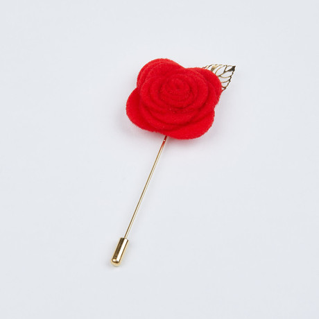 Leaf Flower Lapel Pin // Dusty Red