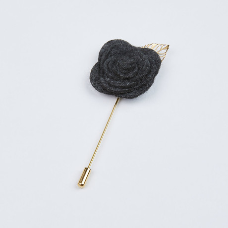 Leaf Flower Lapel Pin // Dusty Charcoal