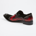 Leather Slip-On Shoes + Metal Spike Toe // Black (US: 6)