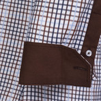 Myron Button Down Shirt // White + Brown (S)