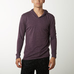 Lightweight Heathered Long Sleeve Hoodie // Eggplant (M)