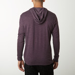 Lightweight Heathered Long Sleeve Hoodie // Eggplant (M)