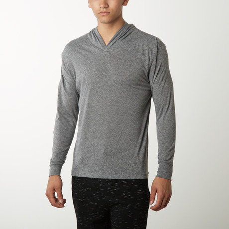 Lightweight Heathered Long Sleeve Hoodie // Heather Grey (S)