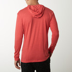 Lightweight Heathered Long Sleeve Hoodie // Red (XL)