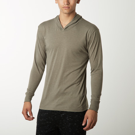 Lightweight Heathered Long Sleeve Hoodie // Stone (S)