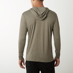 Lightweight Heathered Long Sleeve Hoodie // Stone (L)