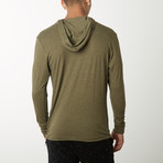 Lightweight Heathered Long Sleeve Hoodie // Military Green (M)