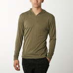 Lightweight Heathered Long Sleeve Hoodie // Military Green (M)