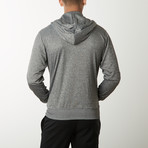 Active Fleece Full Zip Sweatshirt + Adjustable Hood // Heather Grey (S)