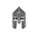 Blue Sapphire Royal Helmet Gladiator Ring (Size 10)