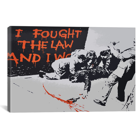 I Fought The Law And I Won // Banksy (26"W x 18"H x 0.75"D)