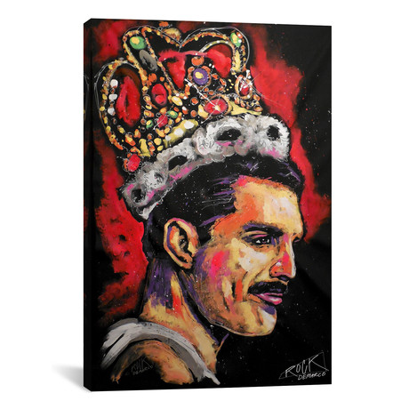 Freddie Mercury Painting 002 with Signature // Rock Demarco (26"W x 18"H x 0.75"D)