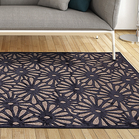 Mirage Dark Navy + Light Gray Rug (5'3" x 7'6")