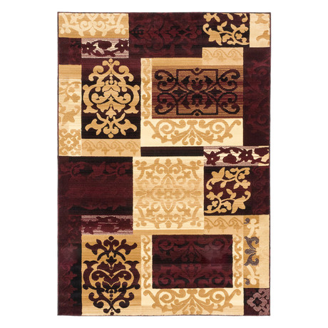 Crown // Burgundy, Cream + Dark Ivory (3'11" x 5'3")