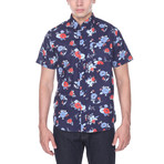 Flower and Bird Shirt // Navy (M)