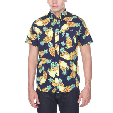 Pineapple Print Shirt // Navy (S)