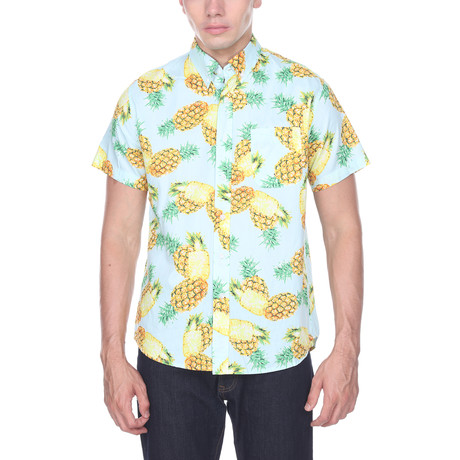 Pineapple Print Shirt // Aqua (S)