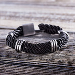 Twisted Black Cord Hook Bracelet