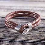 Double Strand Leather Braided Hook Bracelet
