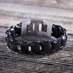 Matte "H" Link Braided Leather Bracelet